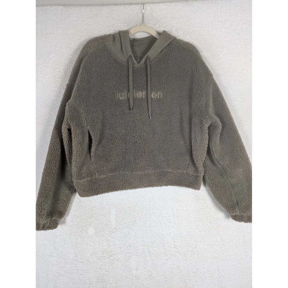 Lululemon Hoodie Women's 6 Gray Brown Sherpa Fleece Pullover